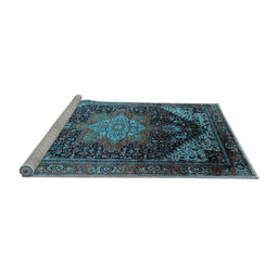 Sideview of Machine Washable Oriental Light Blue Industrial Rug, wshurb2097lblu