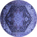 Round Oriental Blue Industrial Rug, urb2097blu