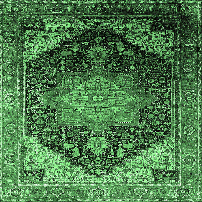 Square Oriental Emerald Green Industrial Rug, urb2097emgrn