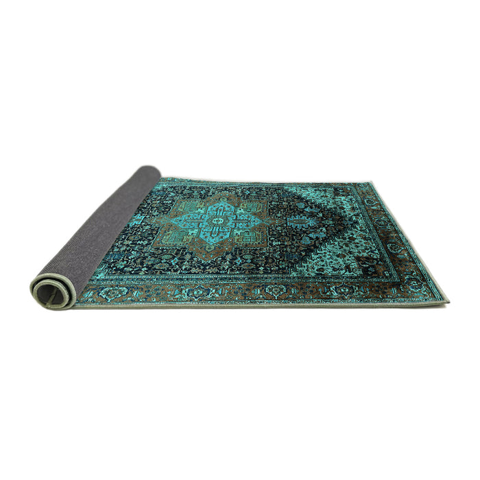 Sideview of Oriental Turquoise Industrial Rug, urb2097turq