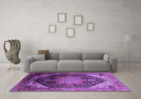 Machine Washable Oriental Purple Industrial Rug, wshurb2097pur