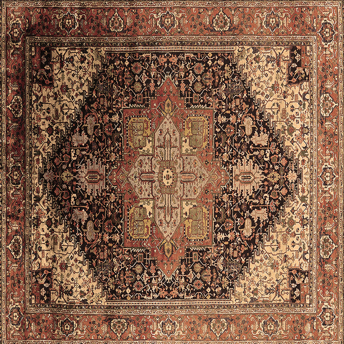 Square Machine Washable Oriental Brown Industrial Rug, wshurb2097brn