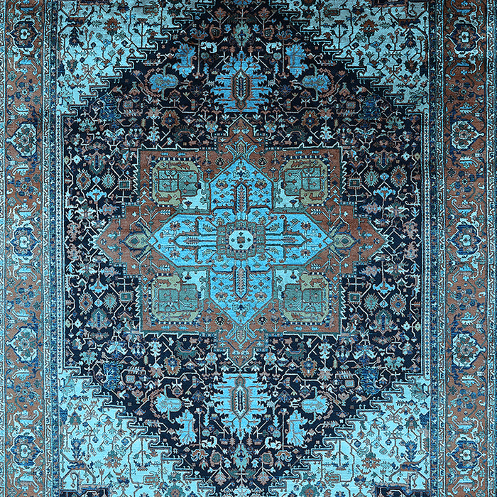 Machine Washable Oriental Light Blue Industrial Rug, wshurb2097lblu
