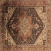 Square Oriental Brown Industrial Rug, urb2097brn