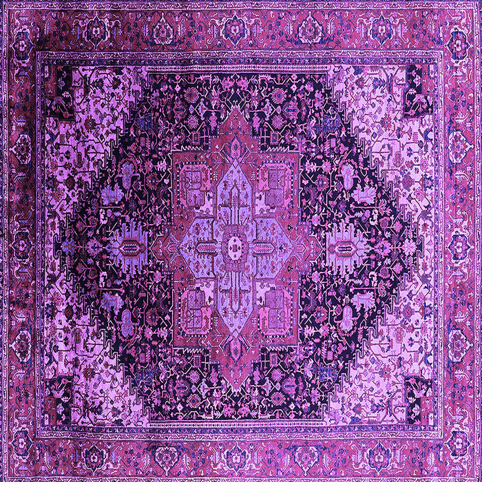 Square Machine Washable Oriental Purple Industrial Area Rugs, wshurb2097pur