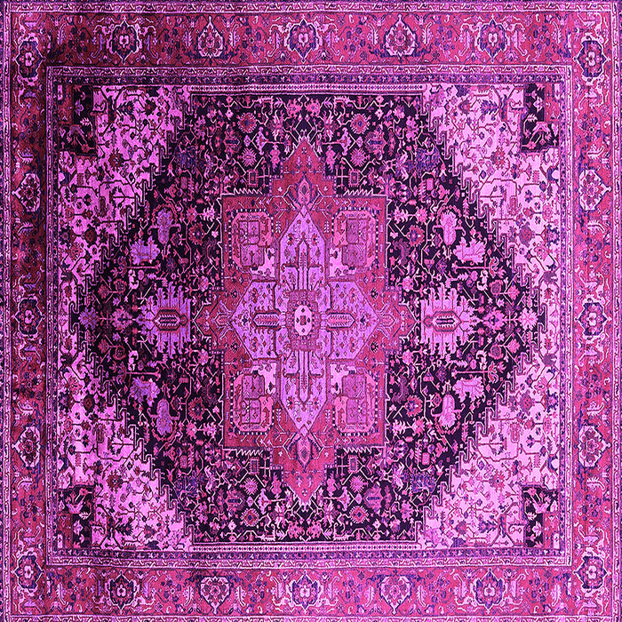 Square Machine Washable Oriental Pink Industrial Rug, wshurb2097pnk