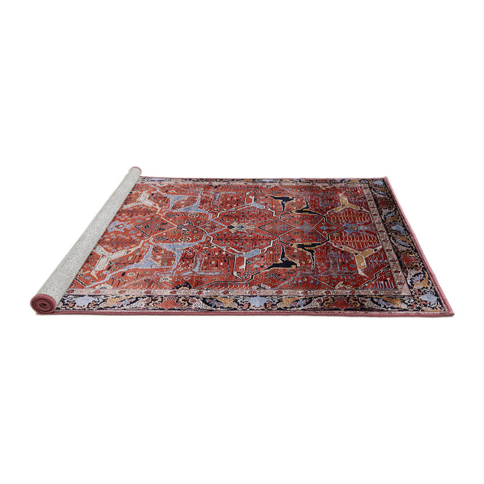 Sideview of Machine Washable Industrial Modern Khaki Rose Pink Rug, wshurb2098