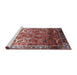 Sideview of Machine Washable Industrial Modern Khaki Rose Pink Rug, wshurb2098