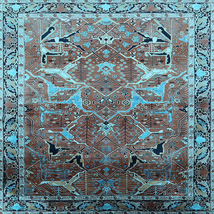 Square Oriental Light Blue Industrial Rug, urb2098lblu