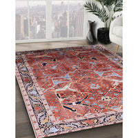 Mid-Century Modern Khaki Rose Pink Oriental Rug, urb2098