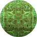 Round Oriental Green Industrial Rug, urb2098grn