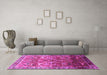 Machine Washable Oriental Pink Industrial Rug in a Living Room, wshurb2098pnk