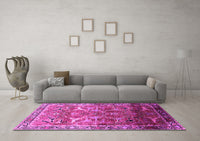 Machine Washable Oriental Pink Industrial Rug, wshurb2098pnk