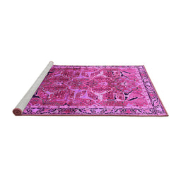Sideview of Machine Washable Oriental Pink Industrial Rug, wshurb2098pnk