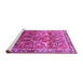 Sideview of Machine Washable Oriental Pink Industrial Rug, wshurb2098pnk