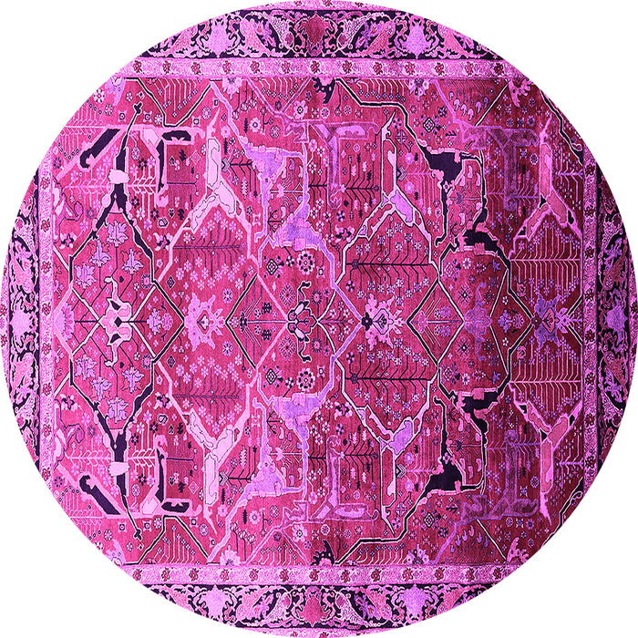 Round Oriental Pink Industrial Rug, urb2098pnk