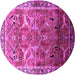 Round Oriental Pink Industrial Rug, urb2098pnk