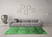 Machine Washable Oriental Emerald Green Industrial Area Rugs in a Living Room,, wshurb2098emgrn