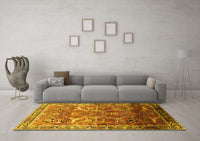 Machine Washable Oriental Yellow Industrial Rug, wshurb2098yw