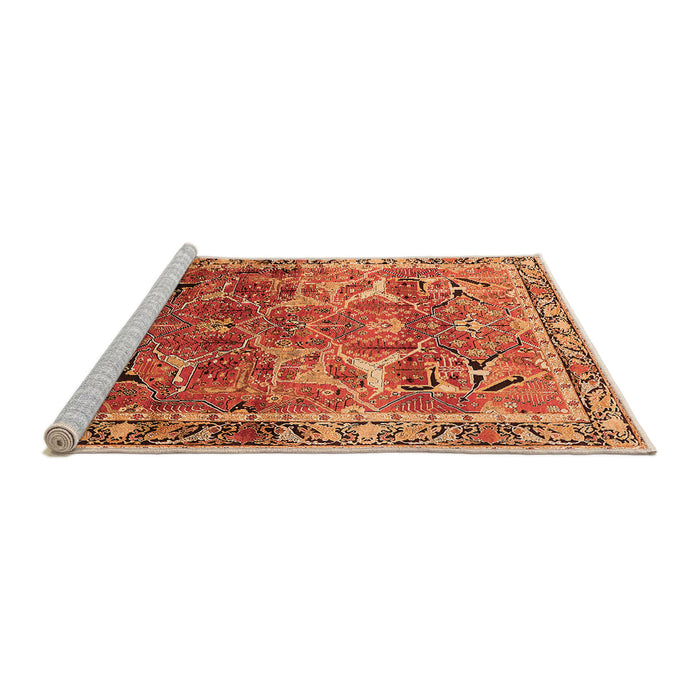 Sideview of Machine Washable Oriental Orange Industrial Area Rugs, wshurb2098org