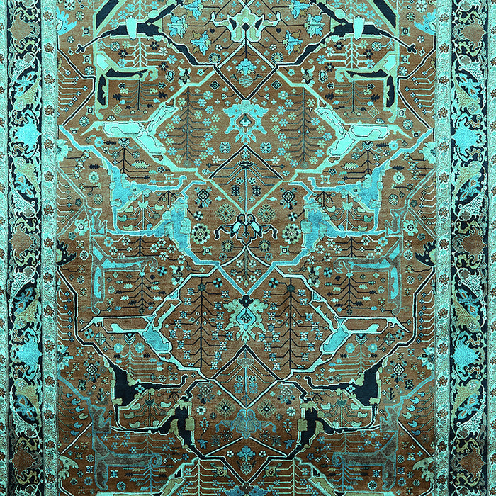Machine Washable Oriental Turquoise Industrial Area Rugs, wshurb2098turq
