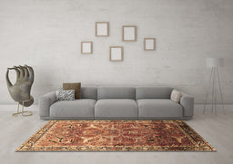 Machine Washable Oriental Brown Industrial Rug in a Living Room,, wshurb2098brn