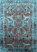 Machine Washable Oriental Light Blue Industrial Rug, wshurb2098lblu