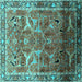 Square Oriental Turquoise Industrial Rug, urb2098turq