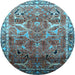 Round Oriental Light Blue Industrial Rug, urb2098lblu