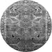 Round Oriental Gray Industrial Rug, urb2098gry