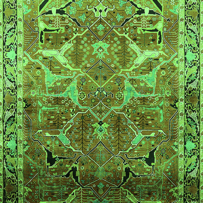 Machine Washable Oriental Green Industrial Area Rugs, wshurb2098grn