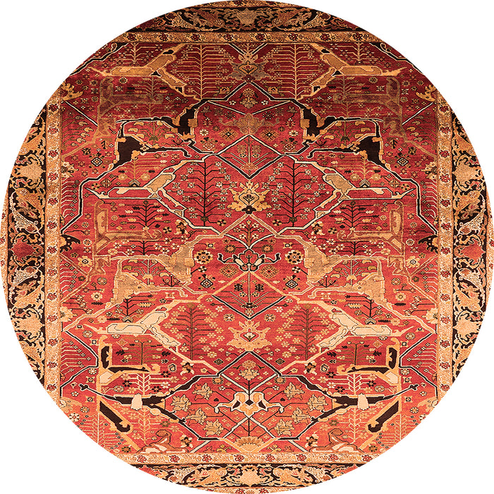 Round Oriental Orange Industrial Rug, urb2098org