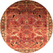 Round Oriental Orange Industrial Rug, urb2098org