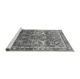 Sideview of Machine Washable Oriental Gray Industrial Rug, wshurb2098gry