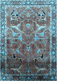 Oriental Light Blue Industrial Rug, urb2098lblu