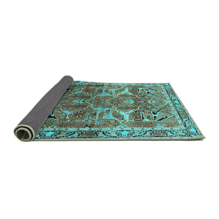 Sideview of Oriental Turquoise Industrial Rug, urb2098turq