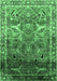 Machine Washable Oriental Emerald Green Industrial Area Rugs, wshurb2098emgrn