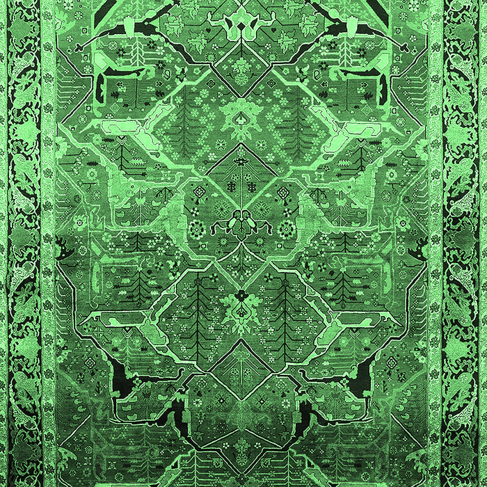 Machine Washable Oriental Emerald Green Industrial Area Rugs, wshurb2098emgrn