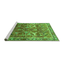 Sideview of Machine Washable Oriental Green Industrial Area Rugs, wshurb2098grn
