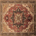 Square Machine Washable Oriental Brown Industrial Rug, wshurb2099brn