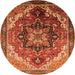 Round Machine Washable Oriental Orange Industrial Area Rugs, wshurb2099org