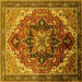 Square Oriental Yellow Industrial Rug, urb2099yw