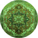 Round Oriental Green Industrial Rug, urb2099grn