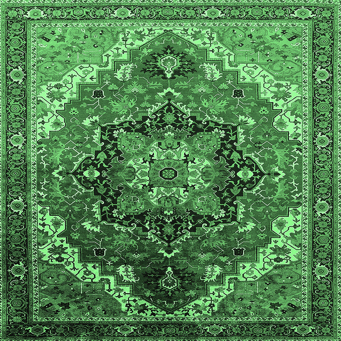 Square Oriental Emerald Green Industrial Rug, urb2099emgrn