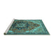 Sideview of Machine Washable Oriental Turquoise Industrial Area Rugs, wshurb2099turq