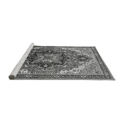 Sideview of Machine Washable Oriental Gray Industrial Rug, wshurb2099gry
