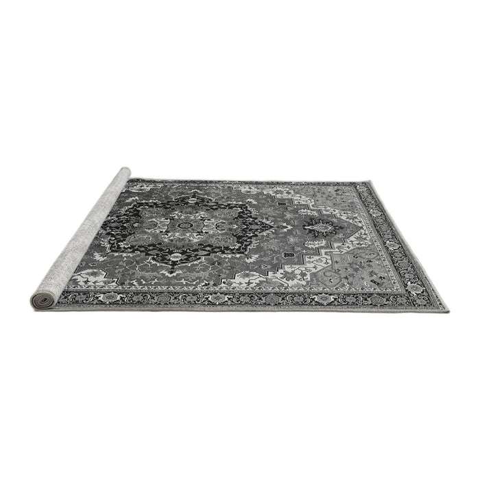 Sideview of Machine Washable Oriental Gray Industrial Rug, wshurb2099gry