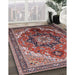 Mid-Century Modern Khaki Rose Pink Oriental Rug in Family Room, urb2099