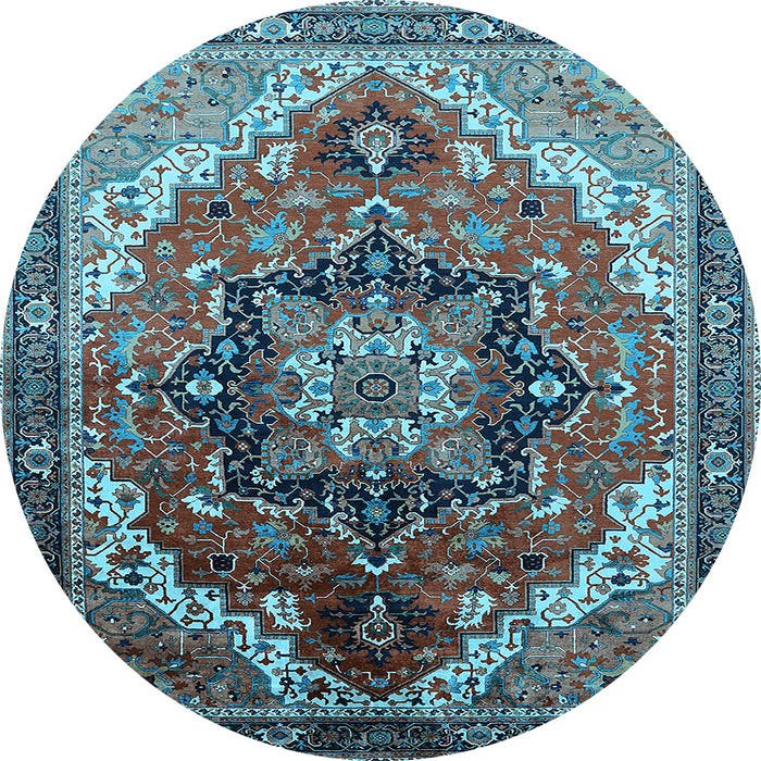 Round Oriental Light Blue Industrial Rug, urb2099lblu