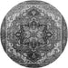 Round Oriental Gray Industrial Rug, urb2099gry